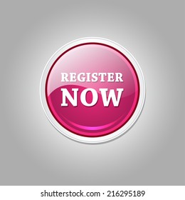 Register Now Glossy Shiny Circular Vector Button