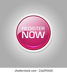Register Now Glossy Shiny Circular Vector Button