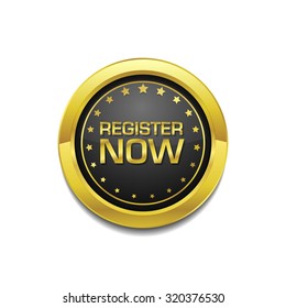 Register Now Glossy Shiny Circular Vector Button