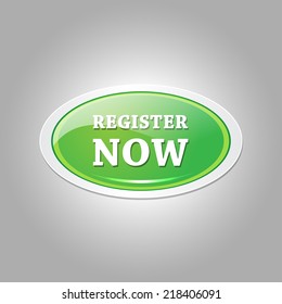 Register Now Glossy Shiny Elliptical Vector Button