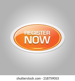 Register Now Glossy Shiny Elliptical Vector Button