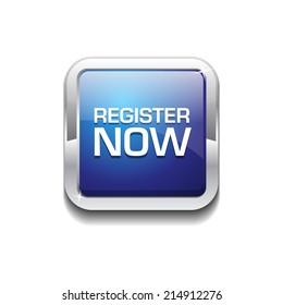 Register Now Glossy Shiny Rounded Corner Vector Button