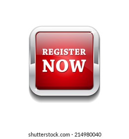 Register Now Glossy Shiny Rounded Rectangular Vector Button