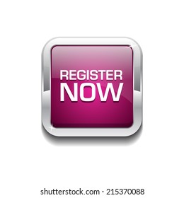 Register Now Glossy Shiny Rounded Rectangular Vector Button