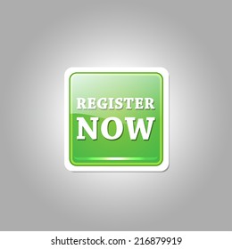 Register Now Glossy Shiny Rounded Rectangular Vector Button