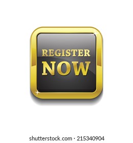 Register Now Glossy Shiny Square Vector Button