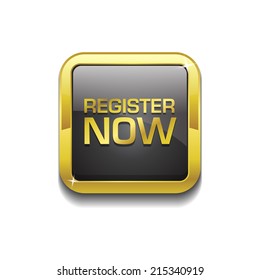 Register Now Glossy Shiny Square Vector Button
