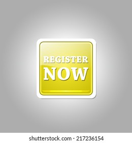 Register Now Glossy Shiny Square Vector Button
