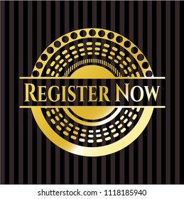 Register Now gold emblem or badge