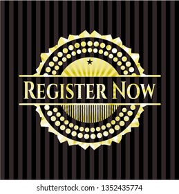 Register Now gold emblem or badge