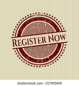 Register Now grunge seal