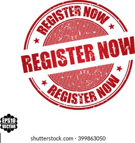 Register now grunge stamp.Vector