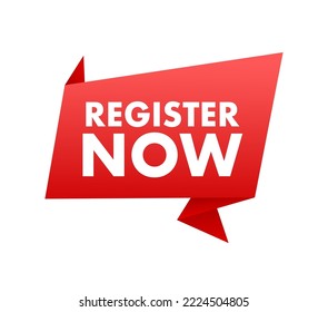 Register now icon, emblem, label. Vector illustration.