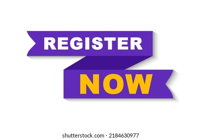 Register now label. Badge for registration. Vector illustration.