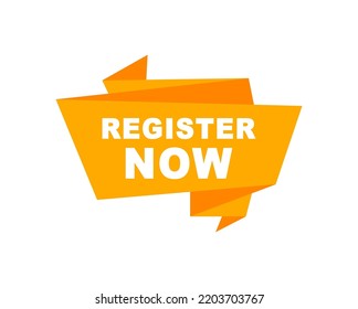 Register now label. Badge for registration. Vector illustration.