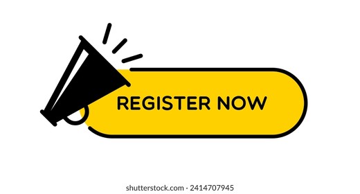 Register Now Label With Megaphone