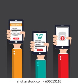 Register Now Membership Application on mobile smartphone, Business Concept.