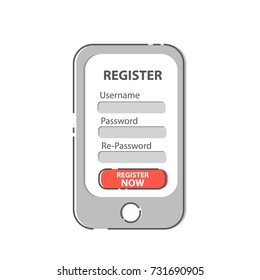 Register Now Membership Application on mobile smartphone, Business Concept.