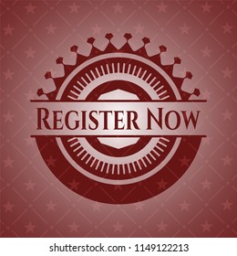 Register Now red emblem. Retro