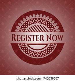 Register Now red emblem. Retro
