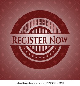 Register Now red emblem. Vintage.