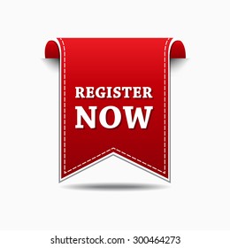Register Now Red Vector Icon Design