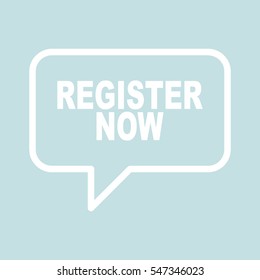 REGISTER NOW retro speech balloon.