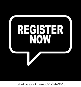 REGISTER NOW retro speech balloon.