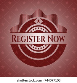 Register Now retro style red emblem