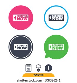 Register now sign icon. Join button symbol.