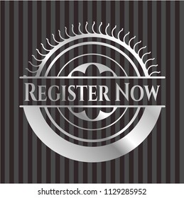 Register Now silvery badge
