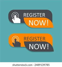 Register now speech bubble collection icon,label, sticker, logo, badge, banner design template vector.