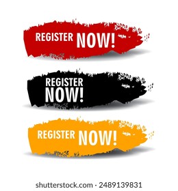 Register now speech bubble collection icon,label, sticker, logo, badge, banner design template vector.