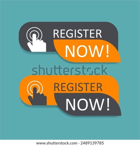 Register now speech bubble collection icon,label, sticker, logo, badge, banner design template vector.