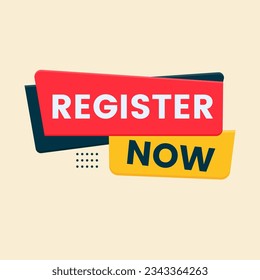 Register Now Speech Bubble Label