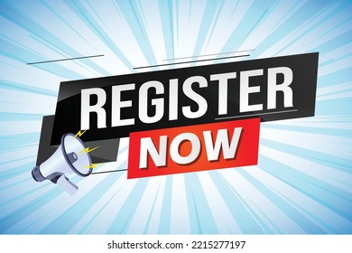 register now word concept vector illustration with lines 3d style for social media landing page, template, ui, web, mobile app, poster, banner, flyer, background, gift card, coupon, label, wallpaper