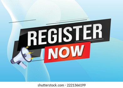 registro ahora concepto de palabra ilustración vector con líneas 3d estilo para la página de inicio de medios sociales, plantilla, ui, web, aplicación móvil, afiche, banner, volante, fondo, tarjeta de regalo, cupón, etiqueta, papel tapiz