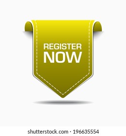 Register Now Yellow Label Icon Vector Design