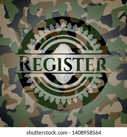 Register on camo texture. Vector Illustration. Detailed.