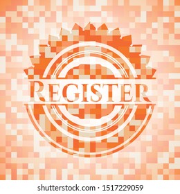 Register orange mosaic emblem. Vector Illustration. Detailed.