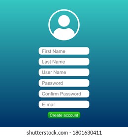 Register page design. Login form account user password identity web log screen security profile privacy appinterface, user profile, create account – stock vector