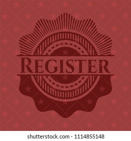  Register red emRegister badge with red backgroundblem. Vintage.
