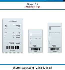 Register sale receipt isolated on white background. Cash receipt printed. Vector stock