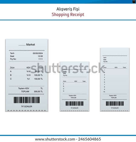 Register sale receipt isolated on white background. Cash receipt printed. Vector stock