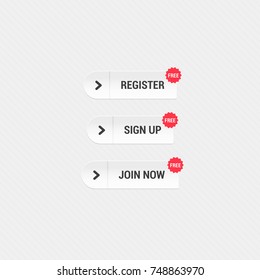Register, Sign Up and Join Now Free Web Buttons