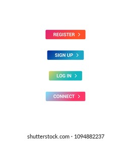 Register, Sign Up, Log In & Connect Web Button Set