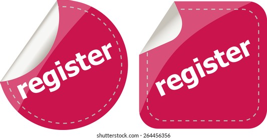 register stickers set, icon button isolated on white