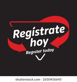 Register Today Spanish badge vecto