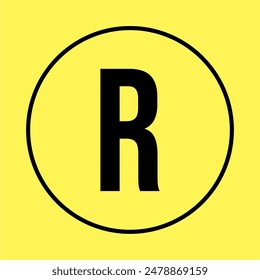 icono de Marca comercial simple, Vector de línea aislado sobre fondo amarillo. diseño moderno y de moda