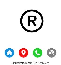 Register trademark symbol icon vector. 